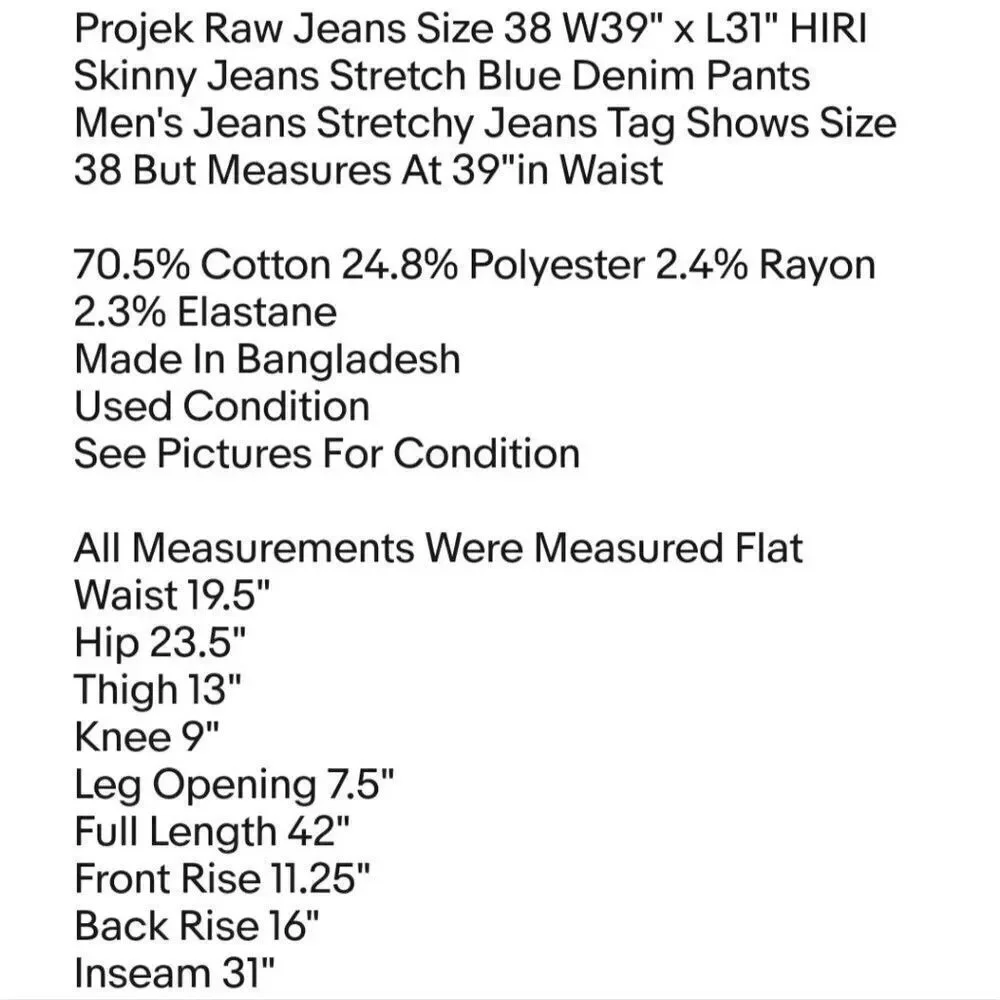 Projek Raw Jeans Size 38 W39